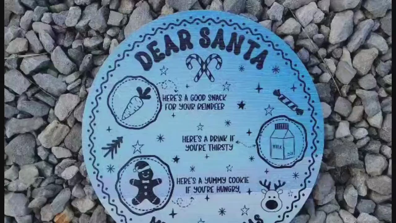 Dear Santa Tray Round Blue Cookies Milk Reindeer Carrot PVC Printed Christmas Day Treat Gift Snack Plate Leave for Santa