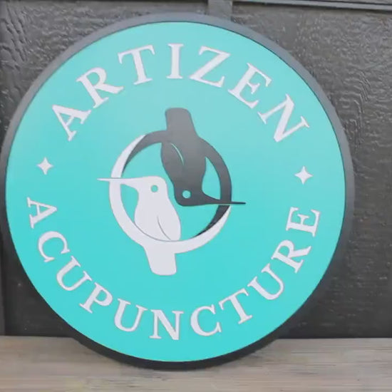 Custom Teal Acupuncture Office Doctor Therapy Sign Logo Personalized Raised Sign Birds Waiting Room Outdoor Directional Sign Brand Layered