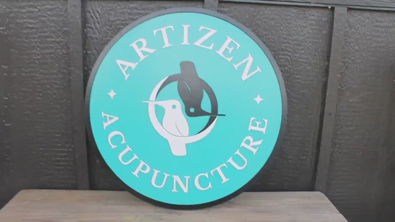 Custom Teal Acupuncture Office Doctor Therapy Sign Logo Personalized Raised Sign Birds Waiting Room Outdoor Directional Sign Brand Layered