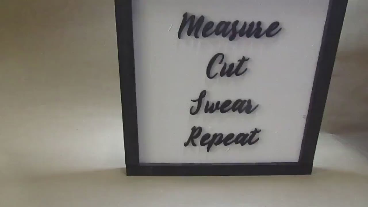 Wooden Crafter Sign Funny Measure Cut Swear Repeat Sew Seamstress Craft Room Decor Garage Carpenter Do It Yourself 3D Raised Text Handmade