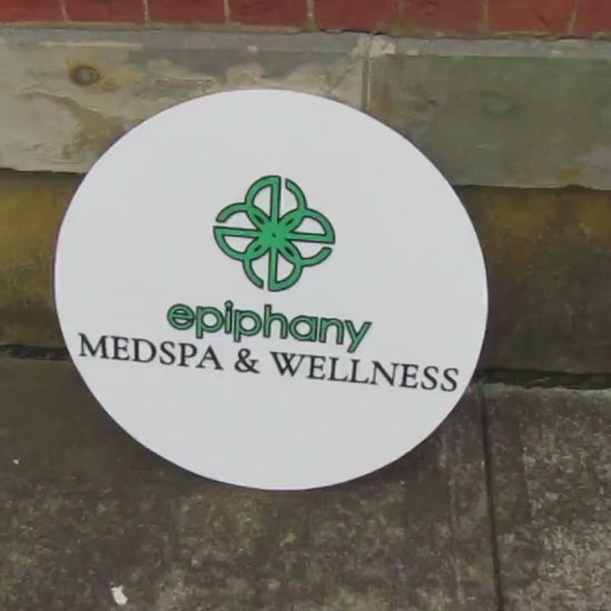 Epiphany Custom Round Business Commerical Signage MedSpa And Wellness Made to Order Store Front Small Shop Logo  Circle Wooden Handmade