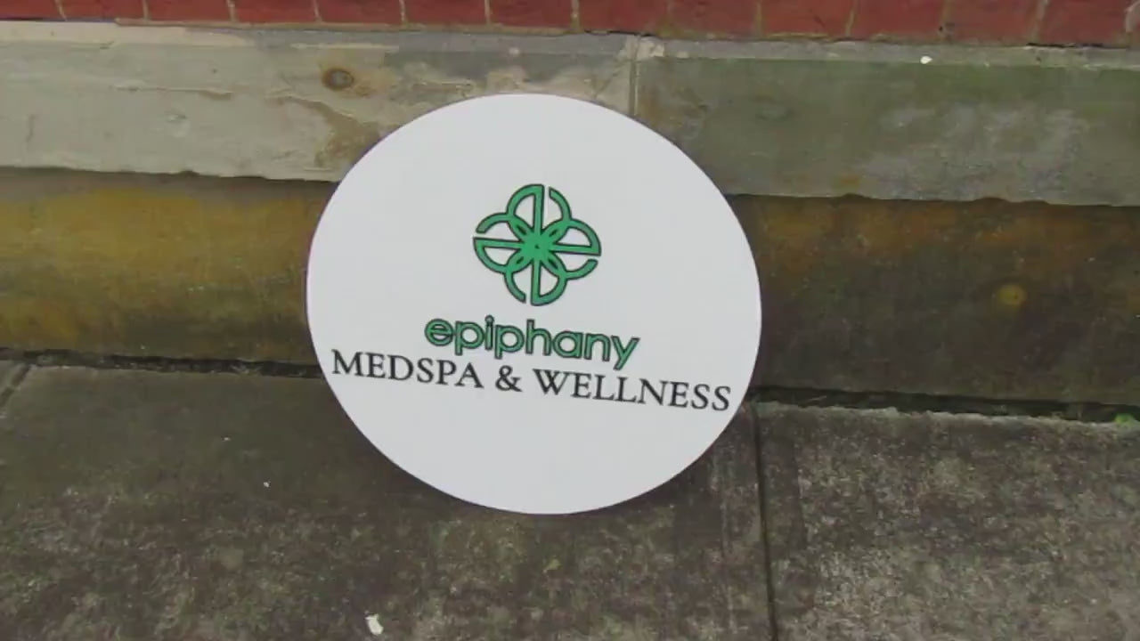Epiphany Custom Round Business Commerical Signage MedSpa And Wellness Made to Order Store Front Small Shop Logo  Circle Wooden Handmade