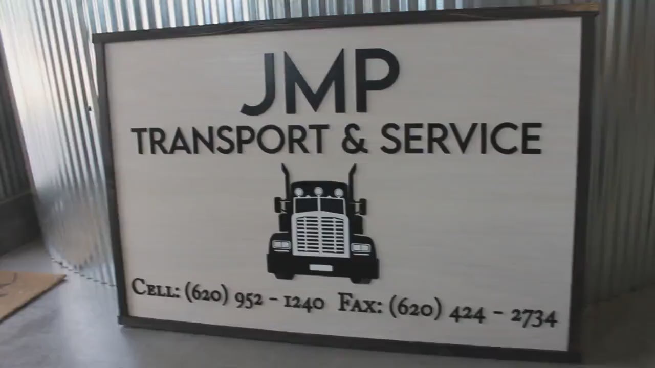 Custom Transport Service Semi Truck Business Sign Rectangle 3D Large Custom  Company Indoor Outdoor Small Business Logo Laser Cut Wood Sign