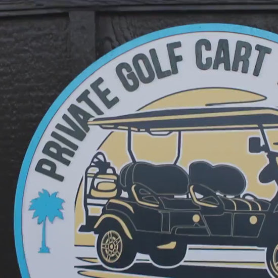 Golf Cart Private Palm Tropics Vacation Custom Sign Round Business Commerical Signage  Made to Order Small Shop Logo Circle Wooden Handmade