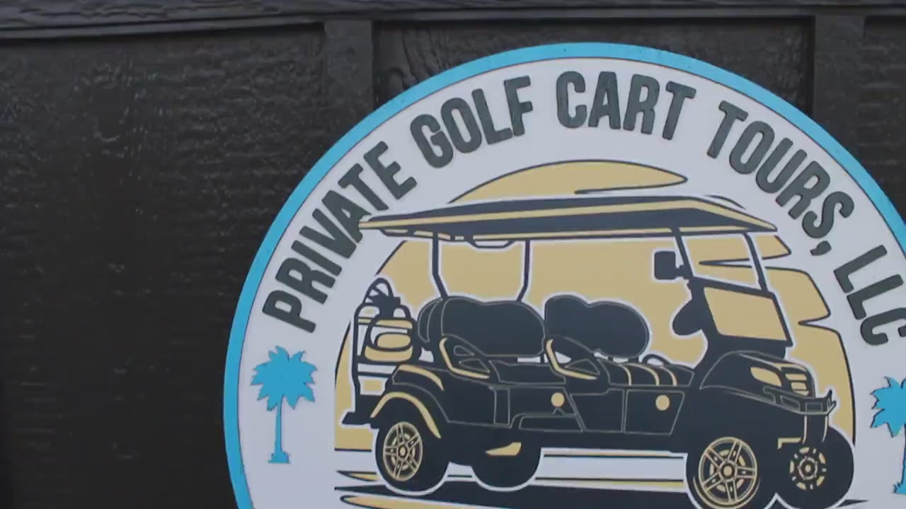 Golf Cart Private Palm Tropics Vacation Custom Sign Round Business Commerical Signage  Made to Order Small Shop Logo Circle Wooden Handmade