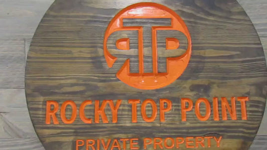 Private Drive No Trespassing Engraved Rocky Top Point Residential Business Entrance Sign Stained Paint Filled Color Custom Handmade Etched