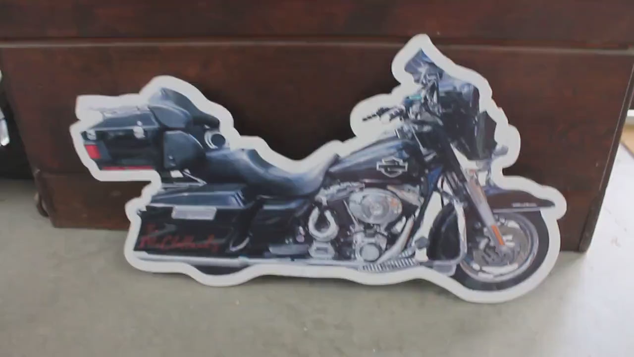 Custom Motorcycle Photo Bike Rider Printed Sign Contour Weatherproof PVC plastic smooth Personalized Cutout Great for hanging ormounted