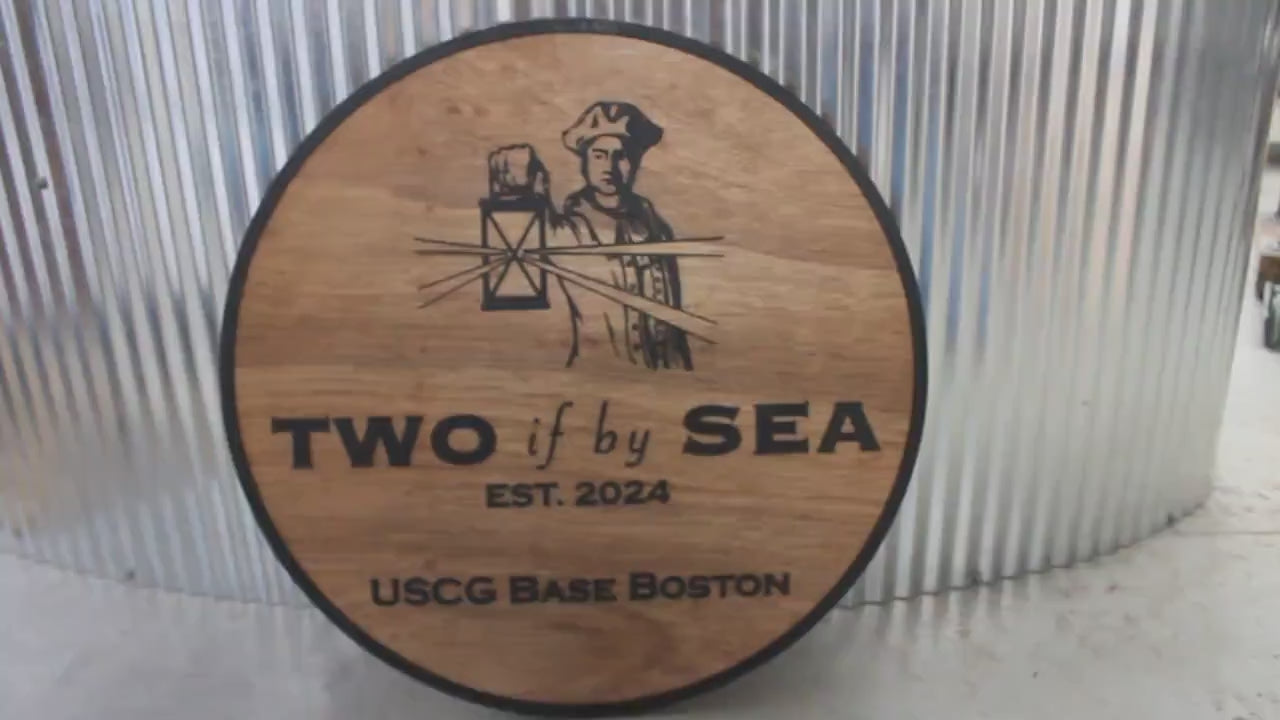 Nautical Sea Lantern Coast Guard USCG Custom Sign Round Base Sign Made to Order Store Front Small Shop Logo Circle Wooden Handmade