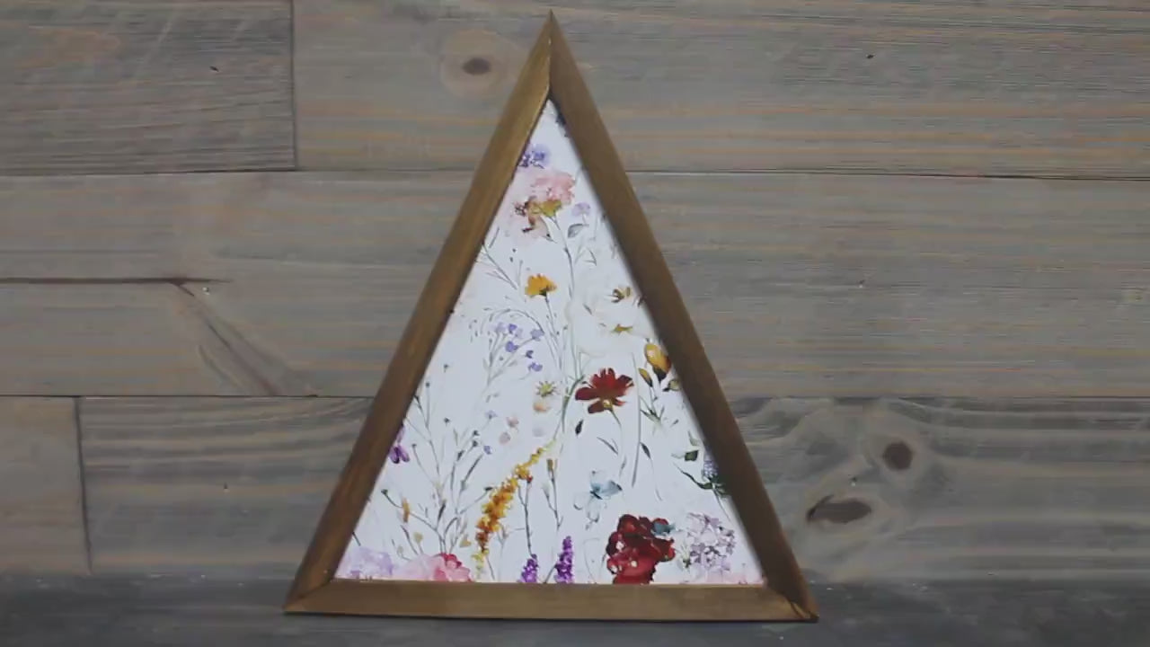 Floral Victorian Flowers Wildflowers Colorful Triangle Framed Printed Color Handmade Art Decor Wooden Sign Garden