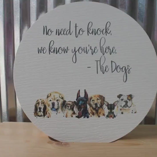 Door Sign Printed Sign No need to knock Dogs Dog Lover Pet Owner Soliciting PVC Outdoor Weatherproof Fadeproof Decor Sign for home