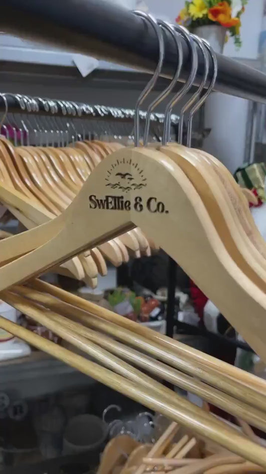 Custom Clothes Hanger Engraved Hard Wood Use Your Logo Customization Business Logo Personalized