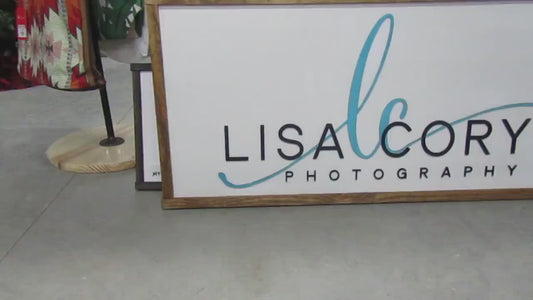 Custom Wooden Sign Initials Cursive Name Photography Studio Photographer Personalized Your Logo Commerical Professional Signage Your Design