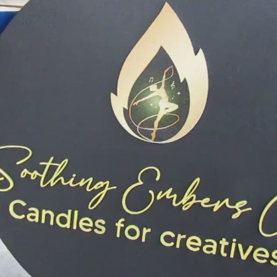 Custom Sign Candle Shop and Co Signage Creatives Soothing Flame Black and Yellow Personalized Sign Round Circle Embers Uv And Raised image