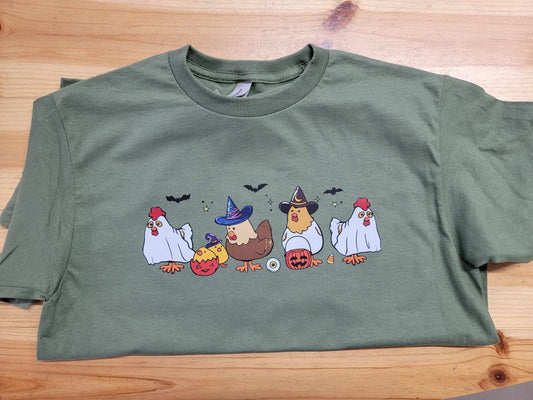 Ghost & Witch Halloween Chickens Shirt