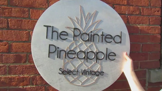 Custom Handmade Signage Commerical Business Sign The Painted Pineapple Vintage Store Front Raised 3D Image Round Circle Wood Layered Logo