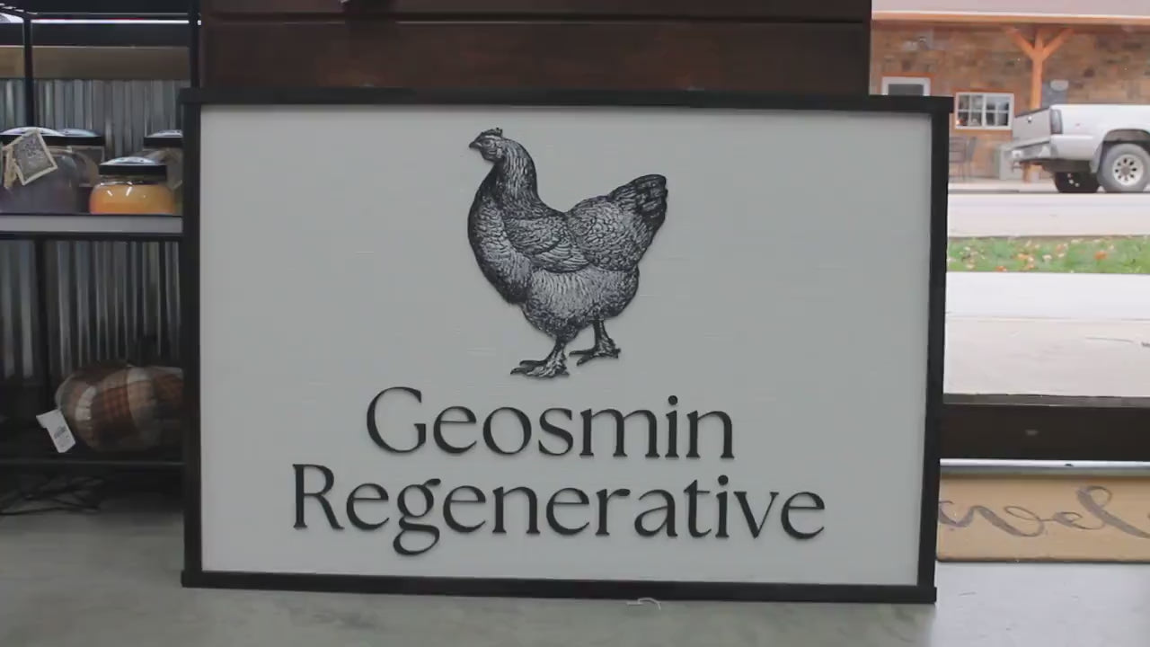Custom Business Sign Rectangle 3D Large Custom Chicken Hen Family Company Indoor Outdoor Farmer Logo Laser Cut Wood Sign