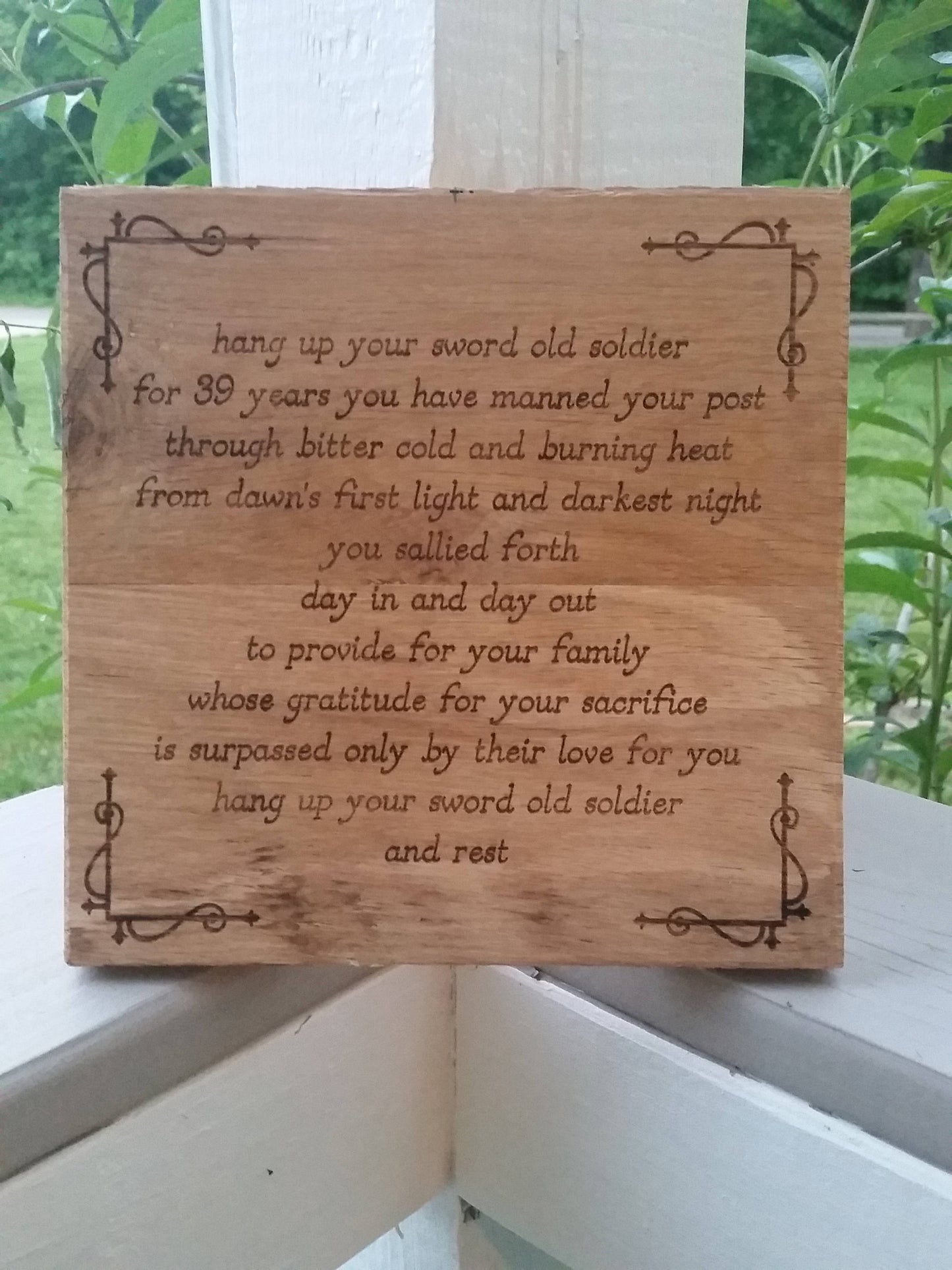 Military Phrase, Phrase, Quote, Personalized, Custom, Sign, Hardwood Hand planned, Laser etched, wood, Personalize,footstepsinthepast