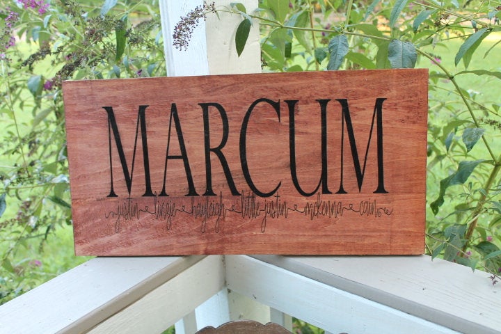 Large Last Name Sign, Family Name Sign, Extended Family, Gift, Laser Engraved, Personalized Sign, Custom Sign, wood wooden outdoor indoor