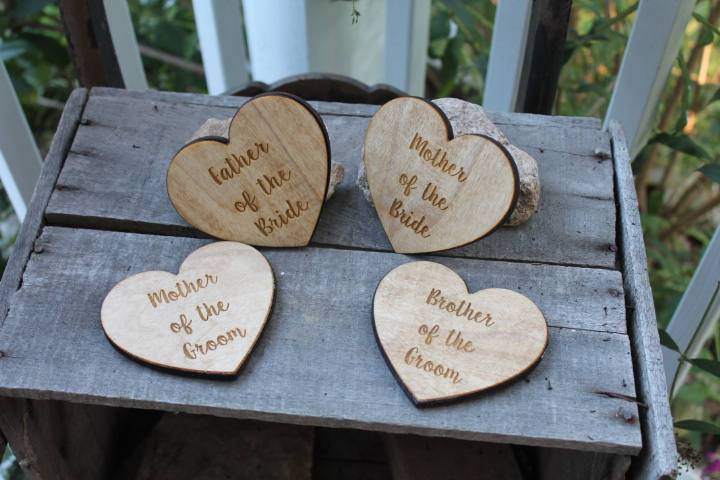 Personalized Coasters, Coaster Set, Wedding Party Gift, Custom Wood, Personalized, laser engraved, place marker heart cut out wooden engrave