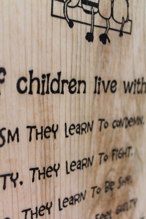 children learn what they live  Nursery farmhouse decor, sign poem primitive wood wall art wood burning engraving great for baby shower gift