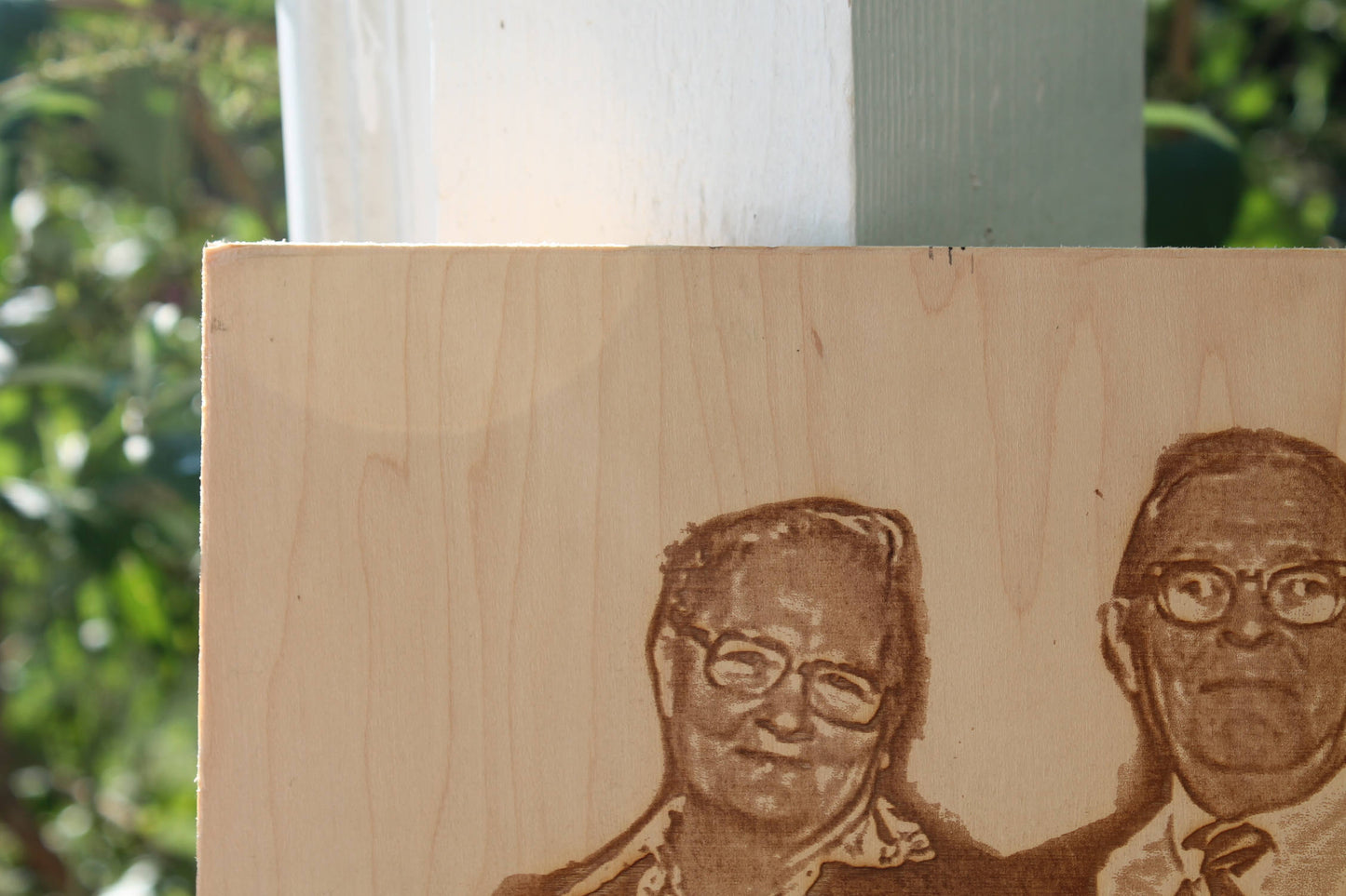 wooden laser etched portrait sign