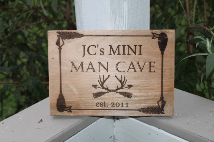 Mini Man Cave, Man Cave, Nursery Wall Art, Boys Sign, Personalized, Reclaimed Barn Wood, Custom Sign,FootStepsinthePast, Laser Etched