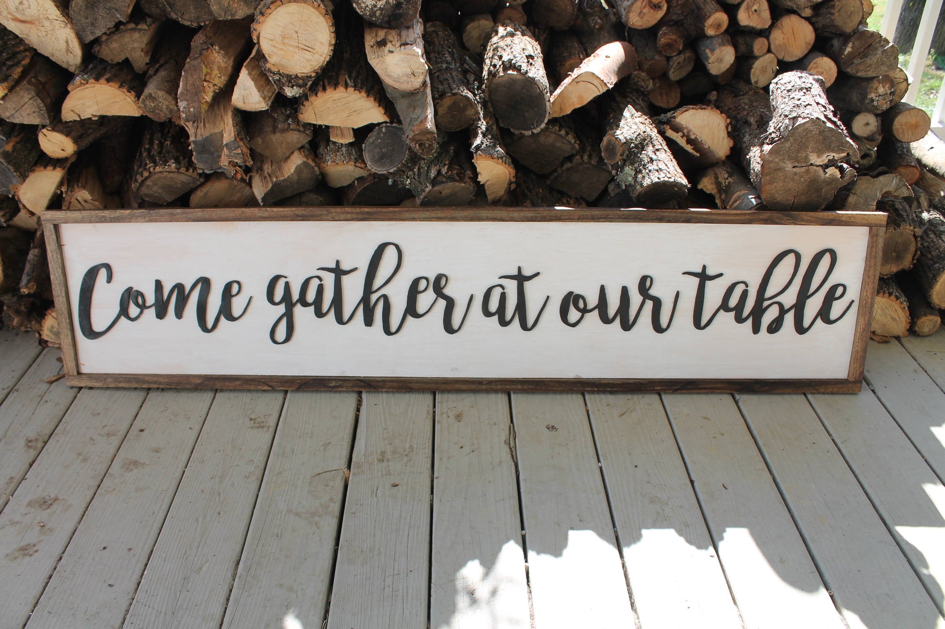 Large Farmhouse Sign, Thanksgiving Sign, Gather Together, Gather at our Table, Dining Room Sign, Holiday Gathering Sign, Rustic,Primitive