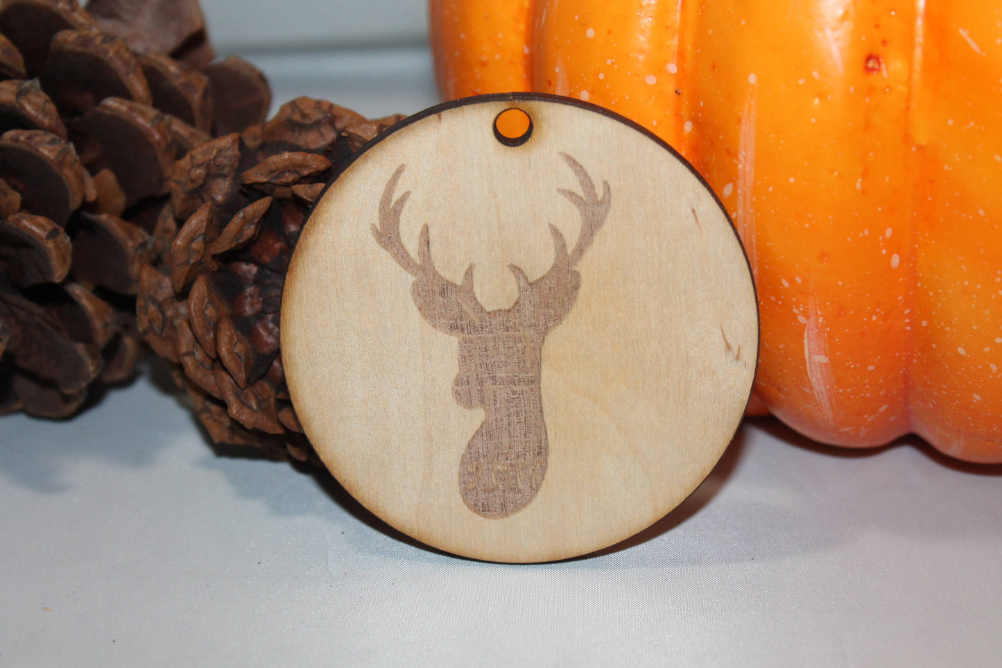 Deer, Reindeer Head, Deer with Custom Date, Customize, Christmas Ornament, Laser Engraved, Wood Cut Out, Footstepsinthepast