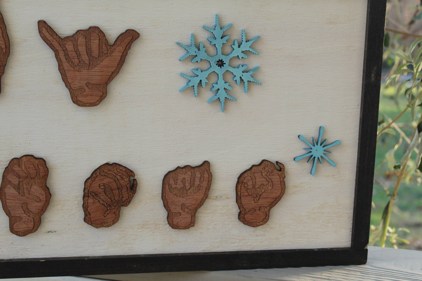 American Sign Language, ASL, Merry Christmas Sign, for the Deaf, Wood, Hands, 3D Hands,  Laser Cut Outs,Solid Wood Frame, Footstepsinthepast