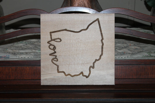 Ohio Sign, Love Sign, Your State,  Custom Word, Sign, Hardwood Hand planned, Laser etched, wood, Personalize,footstepsinthepast