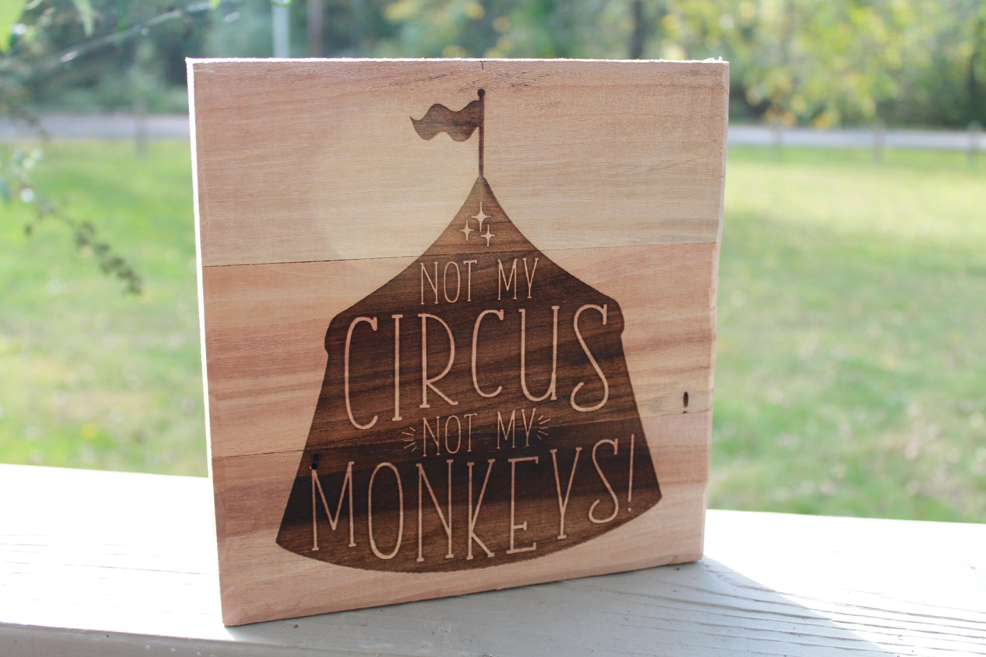 Not My Circus, Kids Sign, Custom, Sign, Hand planned, Laser etched, wood, Personalize,footstepsinthepast