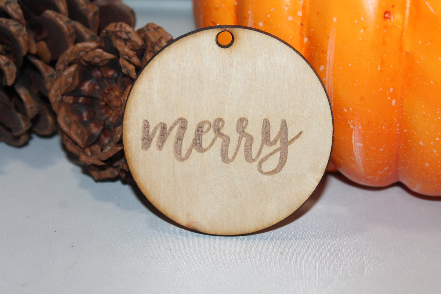Merry, Your Custom Word, Christmas Ornament, Custom Ornament, Laser Engraved, Wood Cut Out, Footstepsinthepast