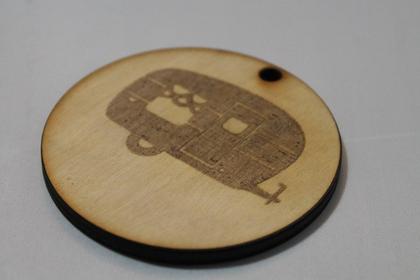 Camper, Cute Fat Camper, Camping, Customize, Christmas Ornament, Laser Engraved, Wood Cut Out, Footstepsinthepast