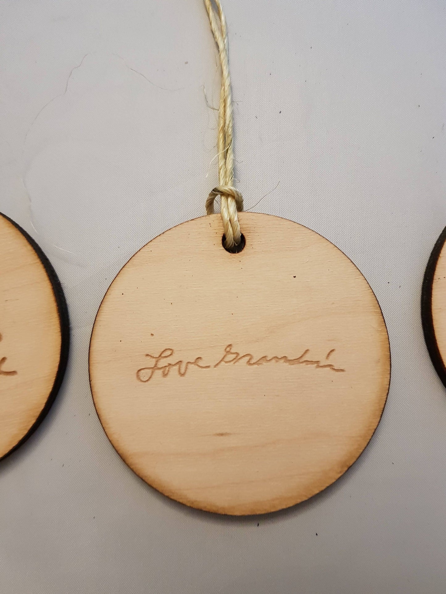 Your Hand Writing, Actual Handwriting, In Memory Of, Personalized Ornament, Actual Sketch, Wood Engraving, single sided FootstepsinthePast