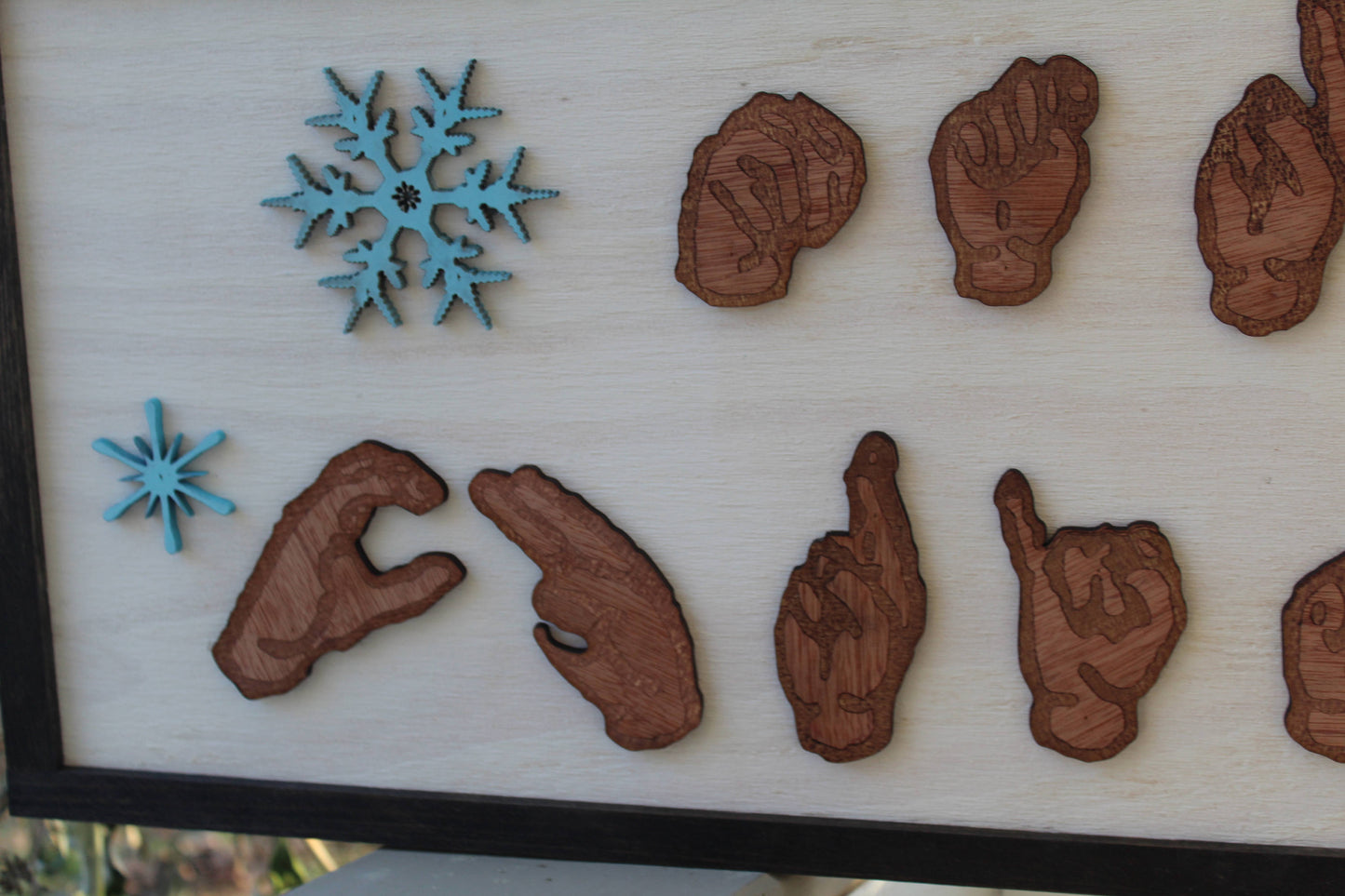 American Sign Language, ASL, Merry Christmas Sign, for the Deaf, Wood, Hands, 3D Hands,  Laser Cut Outs,Solid Wood Frame, Footstepsinthepast