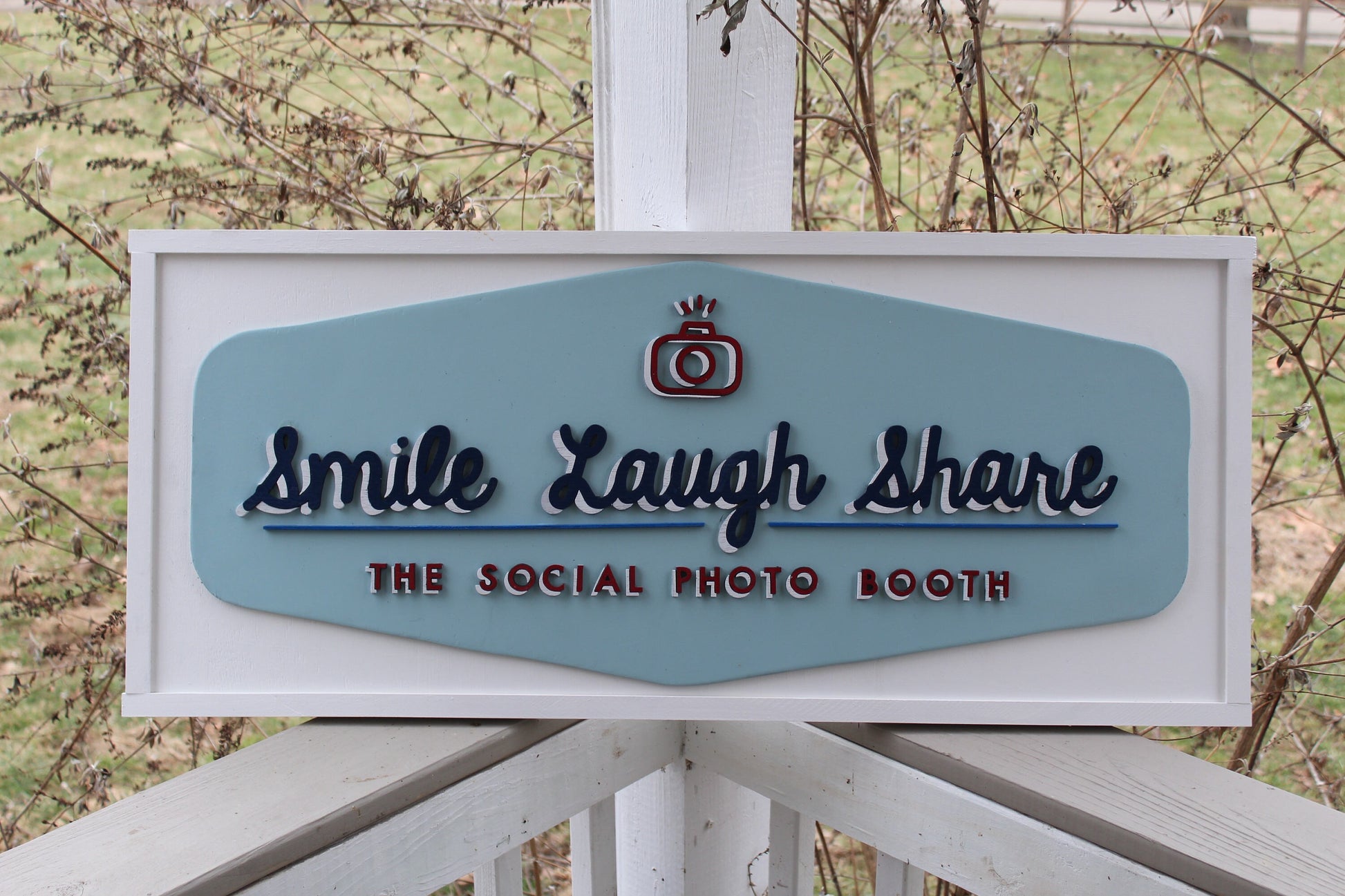 Large Custom Business Sign Mounted on Framed Back We Use Your Graphic and Colors Photography Logo 3D Extra Large Sign Smile Laugh Share