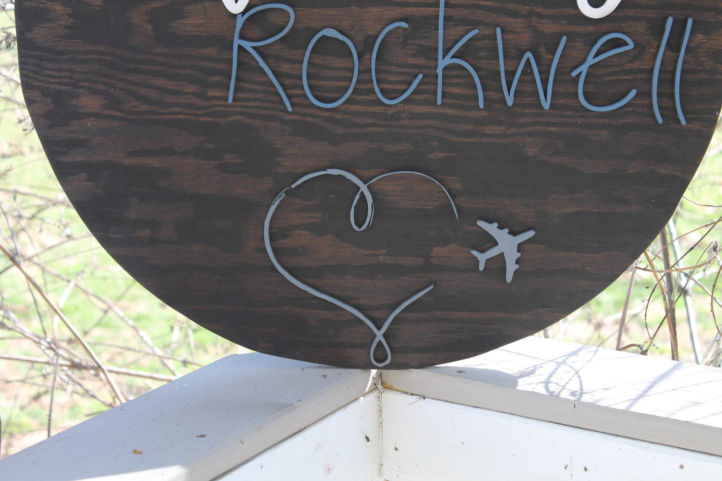 round name sign, baby shower gift,  airplane, large nursery sign, personalized custom baby decor, wall art rustic primitive natural pine