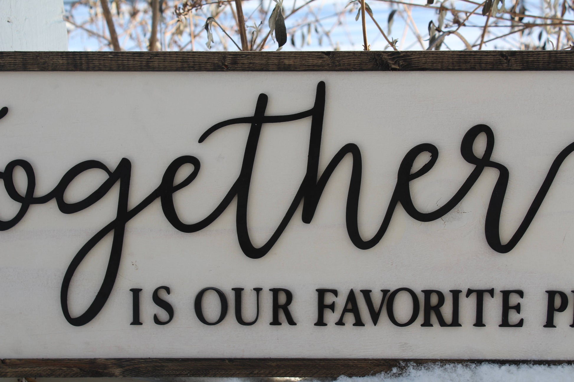 Together is our favorite place to be Large family sign wood fireplace living room dinning room shabby cottage chic farmhouse rustic decor