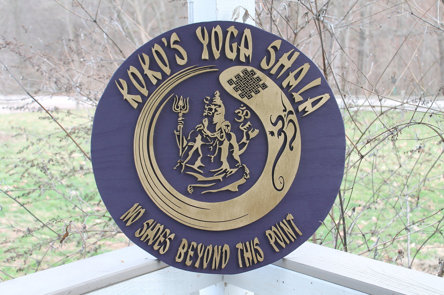 Large Custom Business Sign Martial Arts Yoga Karate Lord Shiva Gold Purple Your Graphic Business Logo Extra Large Round Commercial Signage