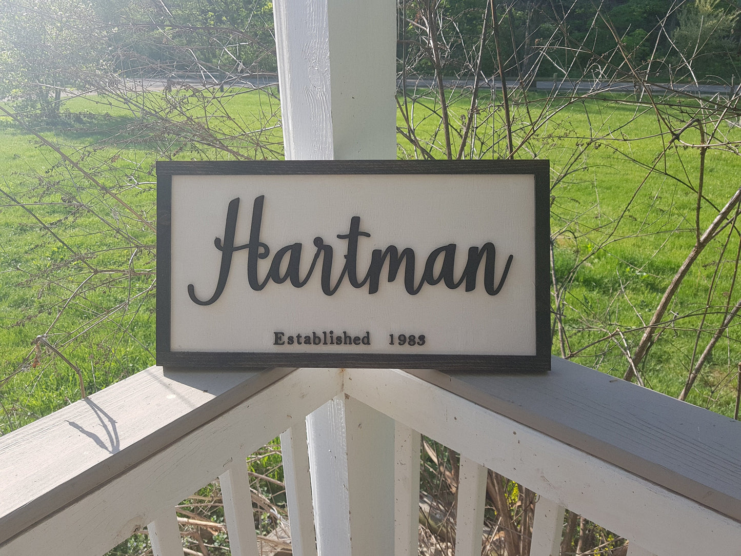 Established Sign, Family Name Sign, Name Sign, Wedding Gift, 3D Cut Out, Frame, Custom, Farmhouse Country Primitive wood FootstepsinthePast