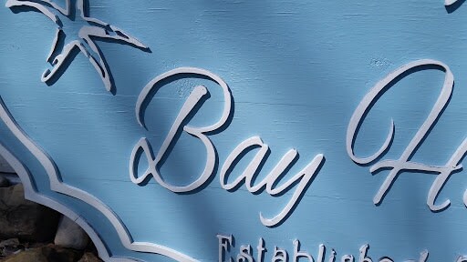 Large beach house sign, Bay ocean sea starfish Established Sign, Exterior, Outdoor, Wooden, Wood, outdoor door beachy theme baby blue white