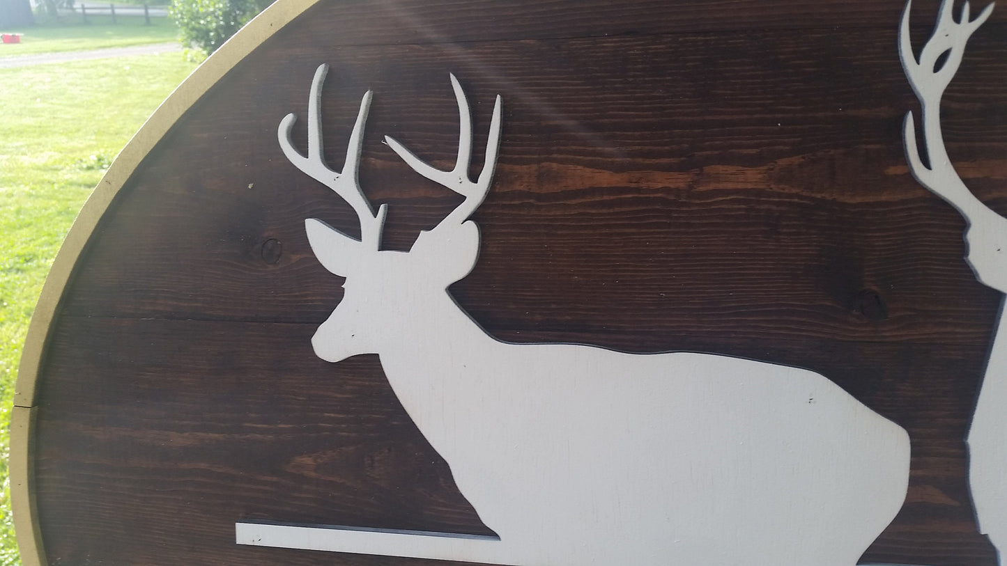 handmade wooden sign wood outdoor Deer Stag business farmhouse farm sign custom personalized with logo my graphic made to order design