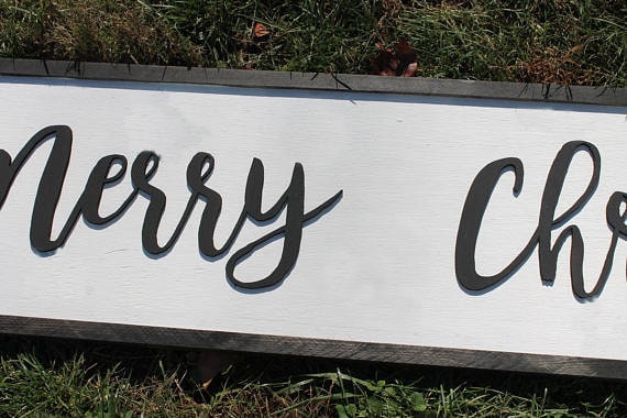 Large Merry Christmas Sign, Merry Christmas, Sign, Country, Shabby Chic, Farm House, Sign, wood wooden Cut Out Words, Footstepsinthepast