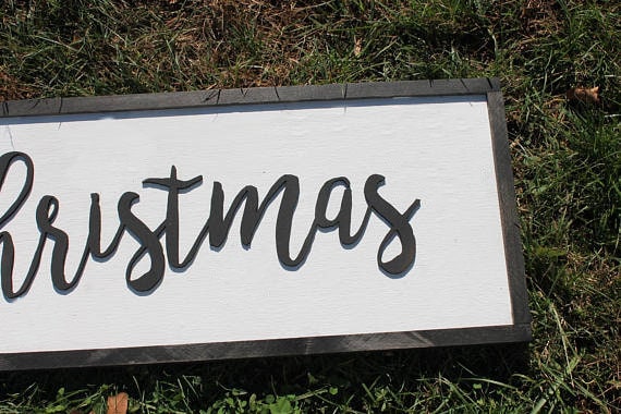 Large Merry Christmas Sign, Merry Christmas, Sign, Country, Shabby Chic, Farm House, Sign, wood wooden Cut Out Words, Footstepsinthepast