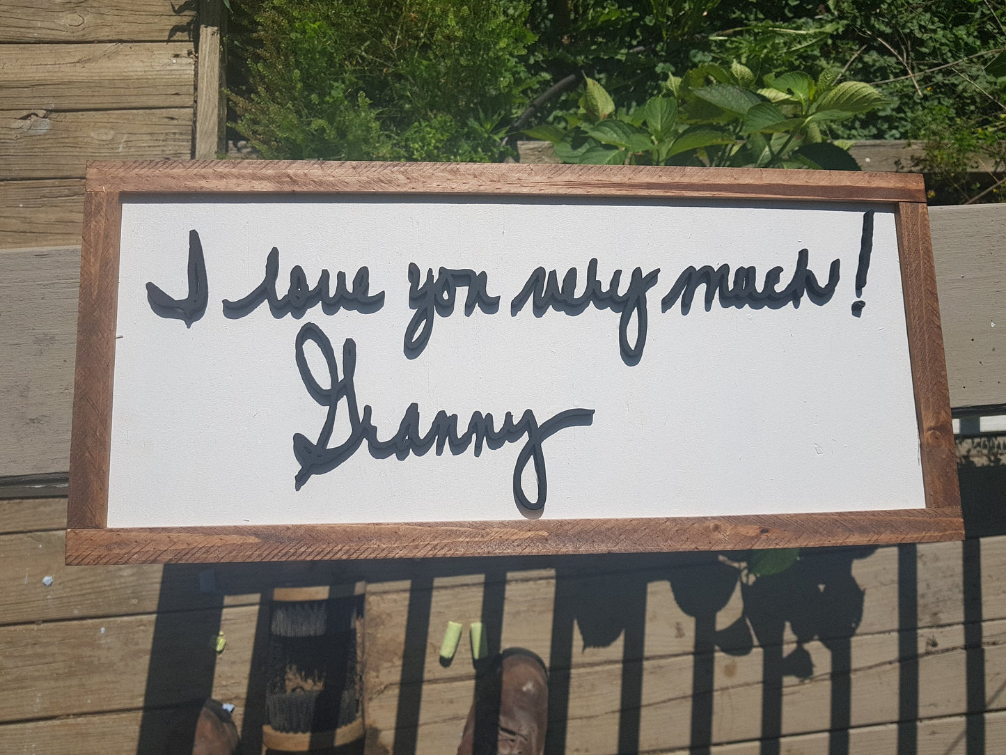 handwriting gift wood sign take your writing and get it cutout of wood and framed great unique for family mom dad brother and sister