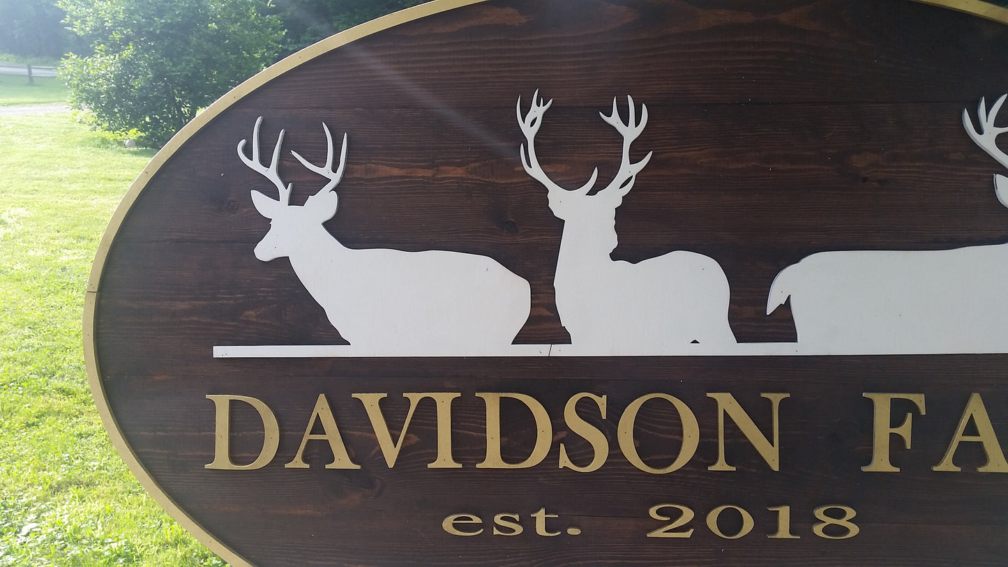 handmade wooden sign wood outdoor Deer Stag business farmhouse farm sign custom personalized with logo my graphic made to order design