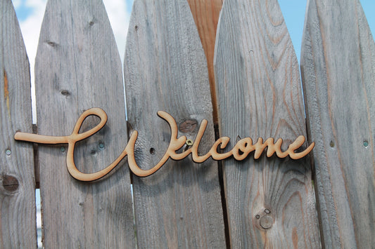 Wood Welcome, Welcome Sign, Welcome, Welcome Cutout,  Welcome DIY, Wood Word, Craft, Laser Cut Wood Word, Wooden, Decor, Birch