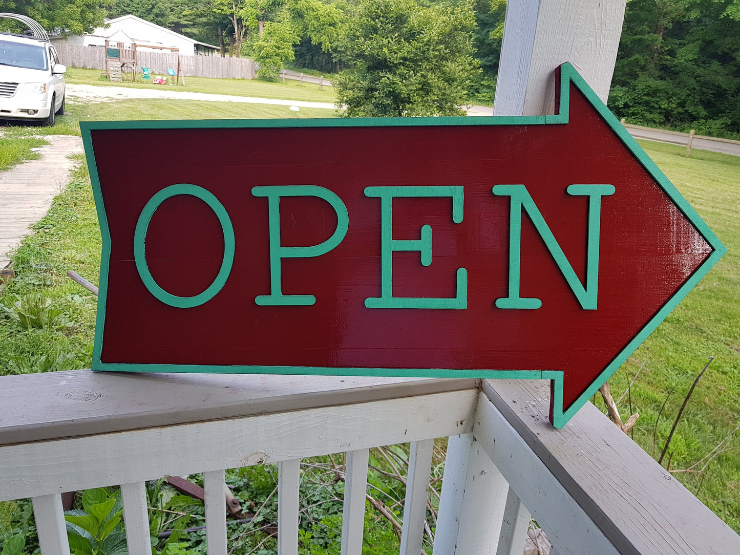 Custom wood Open sign directional arrow large wood handmade choose your color personalized sign
