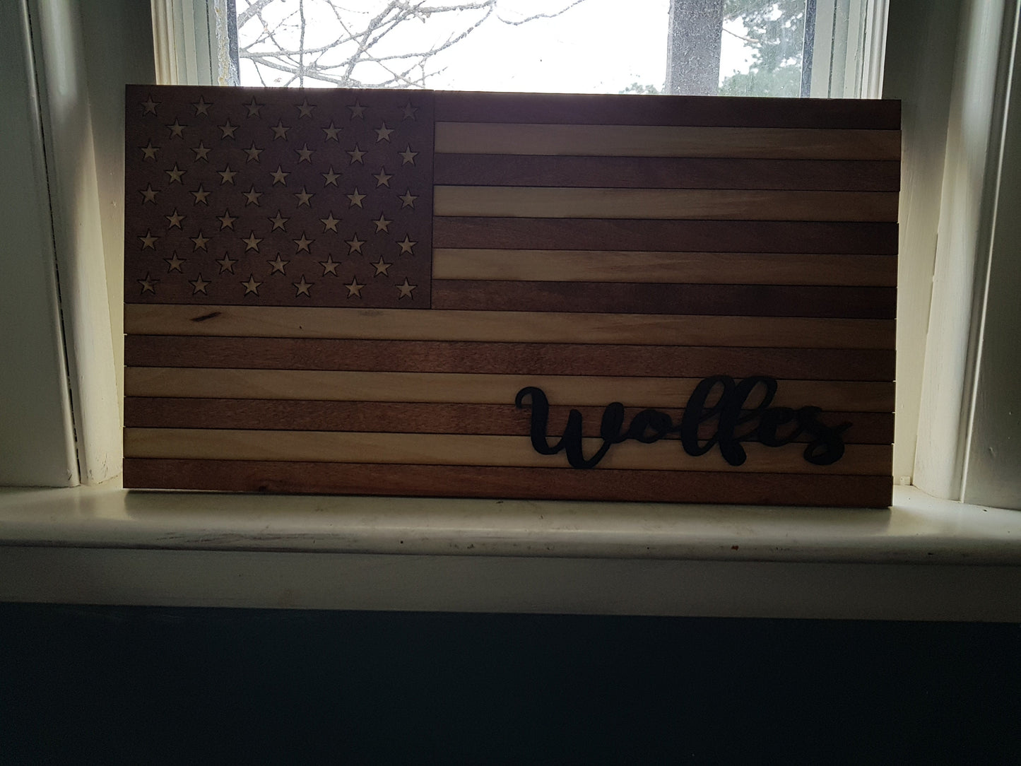 Flag, Rustic Primitive, American Flag Wood Sign, Family Name Sign, Patriotic, Stars and Stripes, Independence Day, Custom, Wood, Laser