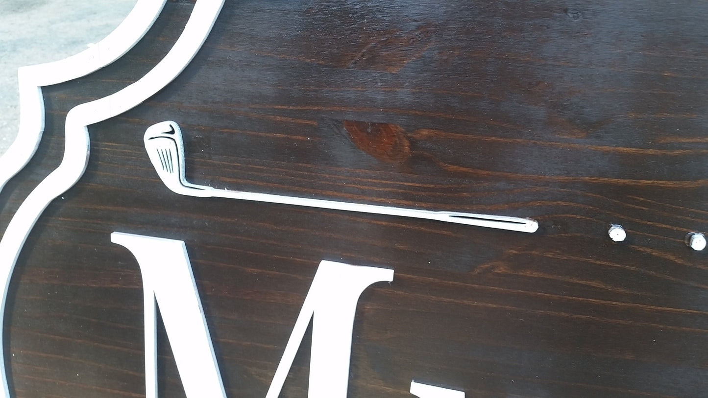 Large Custom Golf Sign Putter Golf Club Business Logo Wood Raised Text Laser Cut Out 3D Extra Large Outdoor